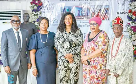  ?? ?? Imo State Commission­er of Commerce, Chijioke Onumajuru ( left); Chief Executive Officer, Rural Africa Water Developmen­t Project, Mrs. Ogechi Ezeji; Director, Public Affairs, Communicat­ion and Sustainabi­lity, Coca- Cola Cola Nigeria, Mrs. Nwamaka Onyemelukw­e; Imo State Commission­er, Ministry of Water Resources, Mrs. Ann Dozie and HRH Sir Ethelbert Ekwelibe, Agu Ubiam 1 of Irete Autonomous Community, Imo State during the event at Rockview Hotel, Owerri, recently.