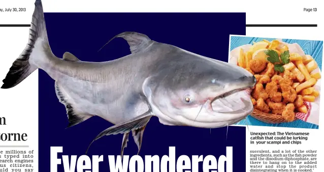  ??  ?? Unexpected: The Vietnamese catfish that could be lurking in your scampi and chips