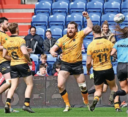  ?? ?? ⨠ Tom Ashton celebrates scoring against Oldham
Matthew Merrick/swpix.com