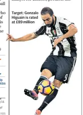  ??  ?? Target: Gonzalo Higuain is rated at £89 million