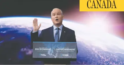 ?? ADRIAN WYLD/THE CANADIAN PRESS ?? Leader of the Opposition Erin O'toole releases his party's platform on climate change in Ottawa on Thursday.