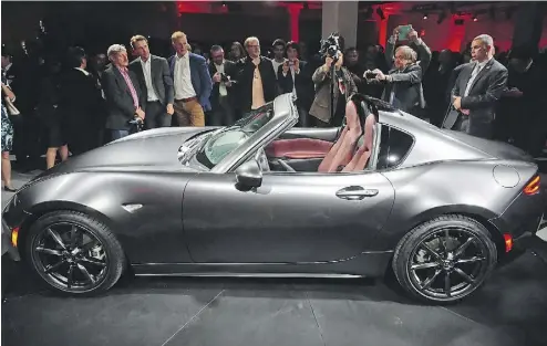  ?? HANDOUT / MAZDA ?? The 2017 Mazda MX-5 Miata RF made its debut in New York. The new Miata features a retractabl­e hardtop roof.