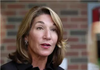  ?? NANCY LANE / HERALD STAFF ?? ‘IT STINKS’: Lt. Gov. Karyn Polito speaks to the media Tuesday in Framingham.