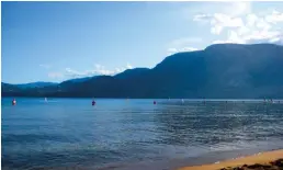  ??  ?? Top: Audrey Rancourt on Spro Dog 5.10 in SkahaLeft: The beach in Penticton is a great rest day from Skaha