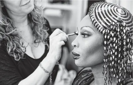  ?? Chris Sorensen / For The Washington Post ?? Dominique Jackson, who plays Elektra Abundance, has her makeup touched up between takes of a ball scene in “Pose.”