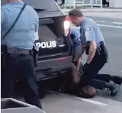  ??  ?? A still from bystander video of Officer Derek Chauvin with his knee on the neck of George Floyd during his May 25 arrest.