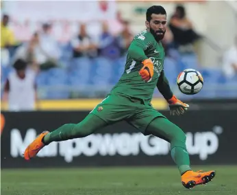  ?? Getty Images ?? Alisson Becker helped Roma keep 17 clean sheets from 37 appearance­s in the Serie A league in the past season. He also started in all five games for Brazil at the World Cup in Russia