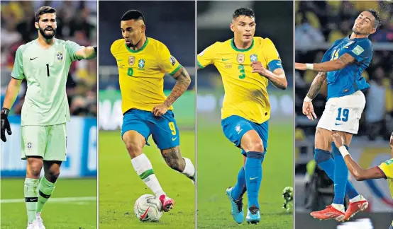  ?? ?? No choice: Allison, Gabriel Jesus, Thiago Silva and Raphinha may all miss Premier League games this weekend following their long journeys after playing for their countries