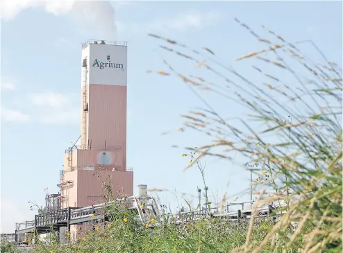  ?? DAVE OLECKO / BLOOMBERG FILES ?? Calgary-based Agrium Inc., which is awaiting regulatory clearance for a merger with fellow Canadian fertilizer giant Potash Corp. of Saskatchew­an, says “prices remain under pressure from last year’s record yields.”