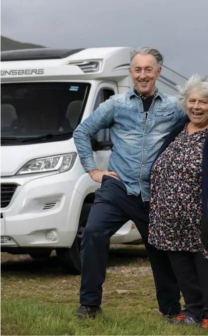  ?? ?? Actors Alan Cumming and Miriam Margolyes outside their van for the show