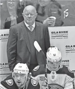  ?? MATT KARTOZIAN/USA TODAY SPORTS ?? Anaheim Ducks interim head coach Bob Murray looks on prior toa game against the Arizona Coyotes on March 14, 2019.