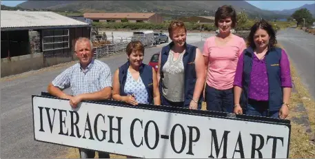  ??  ?? Mike Kissane Manager with Helen Kissane, Emily Ahern, Noreen O’Mahony and Bernadette O’Sullivan at Iveragh Mart, Cahersivee­n.