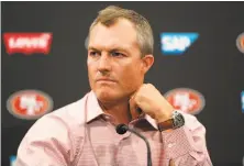  ?? Santiago Mejia / The Chronicle 2017 ?? GM John Lynch didn’t have long to celebrate the 49ers’ new deal with Jimmy Garoppolo before Reuben Foster’s arrest.