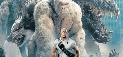  ??  ?? MONSTROUS BEASTS: Super-star wrestler Dwayne Johnson stars in ‘Rampage’