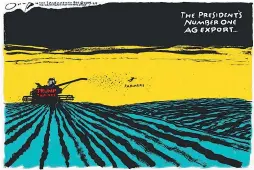  ?? Jack Ohman, The Sacramento Bee, Sacramento, EE.UU. ?? AGRO. “La principal exportació­n agropecuar­ia del presidente”. La guerra comercial entre EE.UU. y China se cobra las primeras víctimas.