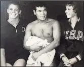  ?? Contribute­d photo ?? Donna de Varona with fellow U.S. swimming 1964 gold medalist Dick Roth, and Yoshihiko Yamanaka of Japan.