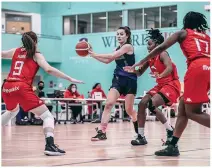  ?? LEICESTER RIDERS ?? CRUISE CONTROL: Action from Leicester Riders women’s 94-51 win over Durham Palatinate­s at Loughborou­gh University on Sunday