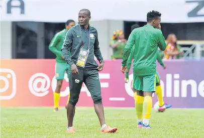  ?? /Twitter ?? Coach Helman Mkhalele, who is standing in for Hugo Broos, was forced to withdraw two members of the team who tested positive for Covid.