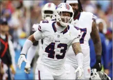  ?? DANIEL KUCIN JR. — THE ASSOCIATED PRESS ?? The Bills and linebacker Terrel Bernard (43) face a big challenge today when they face the Dolphins, who scored 70points last week against the Broncos.