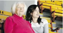  ?? ALLEN MCINNIS ?? Élise Béliveau sits in the Verdun Auditorium with Madeleine Péloquin, who plays her in the miniseries about her late husband.