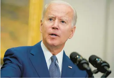  ?? EVAN VUCCI/AP ?? President Joe Biden speaks about abortion access at an event July 8 in the White House. Biden has come under considerab­le pressure to try to maintain access to abortion in conservati­ve states that are set to outlaw the procedure.