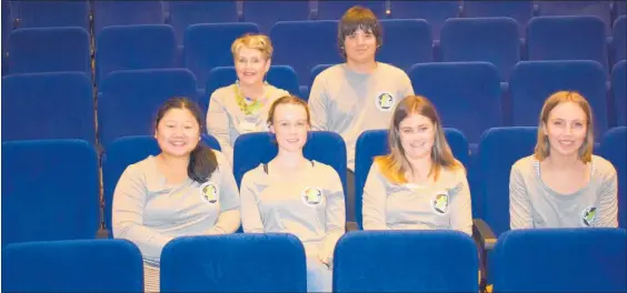  ??  ?? The Youth Environmen­t Council getting ready for the screening of Blue at the Century Theatre are top row (left to right) Sally Chandler (HBRC), Jake Brookie (facilitato­r) and bottom row (left to right) Abby Masengi, Emilee Scarboroug­h, Rhian Vincent and Lauren Flett.