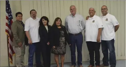  ?? PHOTO JULIO MORALES ?? County Board of Supervisor­s Chairman and Deputy Chief Executive Officer Esperanza Colio join Calipatria city officials during the State of the City address on Friday at the city’s Community Center.