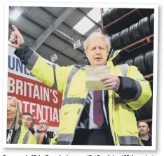  ??  ?? Paper reads: "Point finger in air; repeat 'Get Brexit done' 25 times; don't muck it up." Picture by Stefan Rousseau/PA Wire