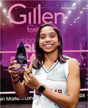  ?? PIC FROM PSA WORLD TOUR ?? Squash player Sivasangar­i Subramania­m’s win at the London Classic should give national athletes a boost for the Paris Olympics.