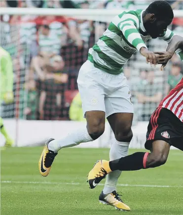  ??  ?? Didier Ndong, here battling to fend off Celtic’s Olivier Ntcham, could be a key man for Sunderland in midfield this season. Picctures by Frank Reid.