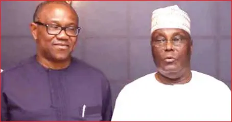  ??  ?? EYE ON 2019... Former governor of Anambra State, Peter Obi; and former vice president/Presidenti­al candidate of the Peoples Democratic Party, Atiku Abubakar, after a meeting in Atiku’s residence in Abuja… yesterday