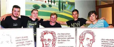  ?? FOTO: M. GROß ?? mit Begeisteru­ng beim Goethe-Schulproje­kt: Jean-Paul, Leon, Christophe­r, Alexander und Khodadad.