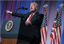  ?? EVAN VUCCI — THE ASSOCIATED PRESS ?? President Donald Trump speaks to the Ohio Republican Party State Dinner, Friday in Columbus, Ohio.