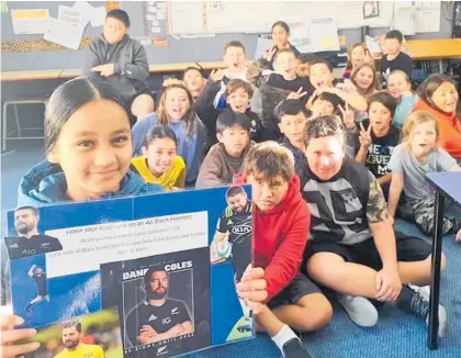  ??  ?? Alizaye Te Miha won a prize to meet All Blacks hooker Dane Coles.