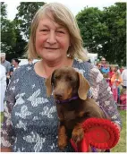  ??  ?? Susan Sailsbury, Annakisha, Mallow with her dog, Dixan, winner of best family pet (any smalll dog).