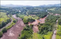  ?? BRUNO CORREIA / NITRO VIA AP ?? An aerial view shows f looding triggered by a dam collapse Jan. 25 near Brumadinho, Brazil. The dam belonged to Brazilian mining company Vale SA.