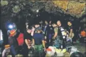  ?? AFP ?? Foreign divers prepare to search flooded section of Tham Luang cave at the Mae Sai district of Chiang Rai province.