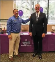  ?? SUBMITTED PHOTO — BERKSHIRE HATHAWAY ?? Bruce Lyster, left, and state Sen. Michael Corr participat­e in The Senior Expo.