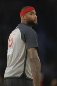  ?? MAX BECHERER — THE ASSOCIATED PRESS ?? Western Conference forward DeMarcus Cousins of the Sacramento Kings (15) warms up before the second half of the NBA All-Star basketball game against the Eastern Conference in New Orleans on Sunday.