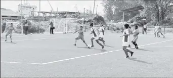  ?? ?? Annalisa Vincent (#12) of GT Panthers on the attack against Mahdia All-Stars clash in the GFF/GNWFA Super-16 Women’s Festival at the National Training Centre, Providence