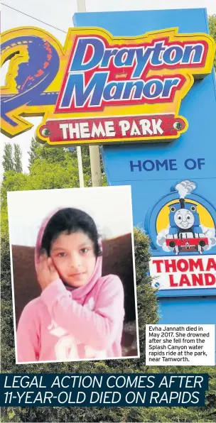  ??  ?? Evha Jannath died in May 2017. She drowned after she fell from the Splash Canyon water rapids ride at the park, near Tamworth.