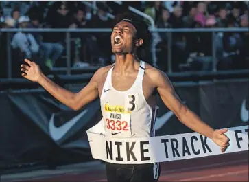  ?? Nicholas Agro For The Times ?? KAI WINGO of Valencia wins the 800-meter race during the Arcadia Invitation­al at Arcadia High.