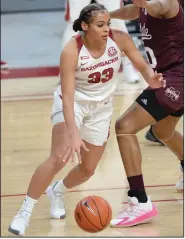  ?? (NWA Democrat-Gazette/Andy Shupe) ?? Arkansas’ Chelsea Dungee has been projected by many analysts to be selected in the first round of tonight’s WNBA Draft.