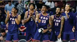  ?? ASSOCIATED PRESS FILE PHOTO ?? The Florida Atlantic bench reacts during the second half of a game against the St. Bonaventur­e in the Basketball Hall of Fame Classic last month in Springfiel­d, Mass.