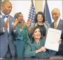  ?? ?? HOT ISSUE: Gov. Hochul signed a bill last December creating a commission to study reparation­s for black New Yorkers, but there’s debate over who should be eligible.