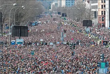  ?? ALEX BRANDON/AP PHOTO ?? Looking west from the stage area, the crowd fills Pennsylvan­ia Avenue during the “March for Our Lives” rally in support of gun control Saturday in Washington.