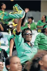 ?? Picture: Thuli Dlamini ?? A member of the ANC Women’s League makes sure she is seen in the crowd.