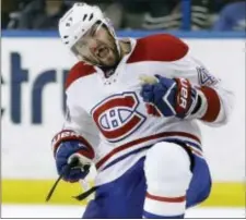  ?? CHRIS O’MEARA — THE ASSOCIATED PRESS FILE ?? Montreal Canadiens right wing Alexander Radulov celebrates his overtime goal during the team’s NHL game against the Tampa Bay Lightning in Tampa, Fla.