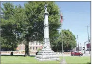  ??  ?? The Fort Smith Confederat­e Monument stands Thursday at the Sebastian County Courthouse in Fort Smith. (Arkansas Democrat-Gazette/Thomas Saccente)