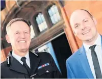  ??  ?? Cheshire’s Chief Constable Darren Martland and Police Commission­er David Keane